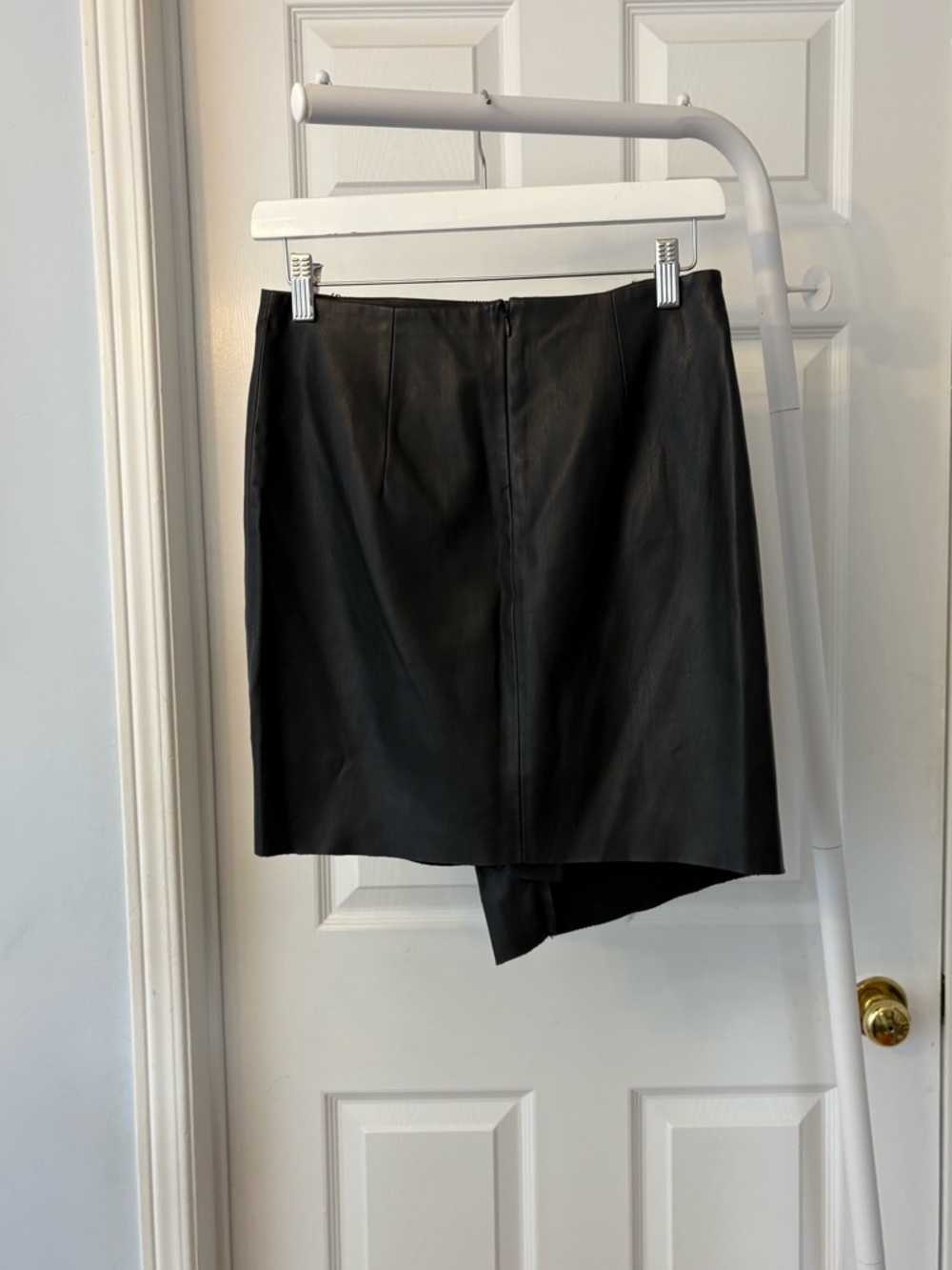 Zara Black Faux Leather Unlined Asymmetric Mini Skirt Size Extra Small - Picture 5 of 10